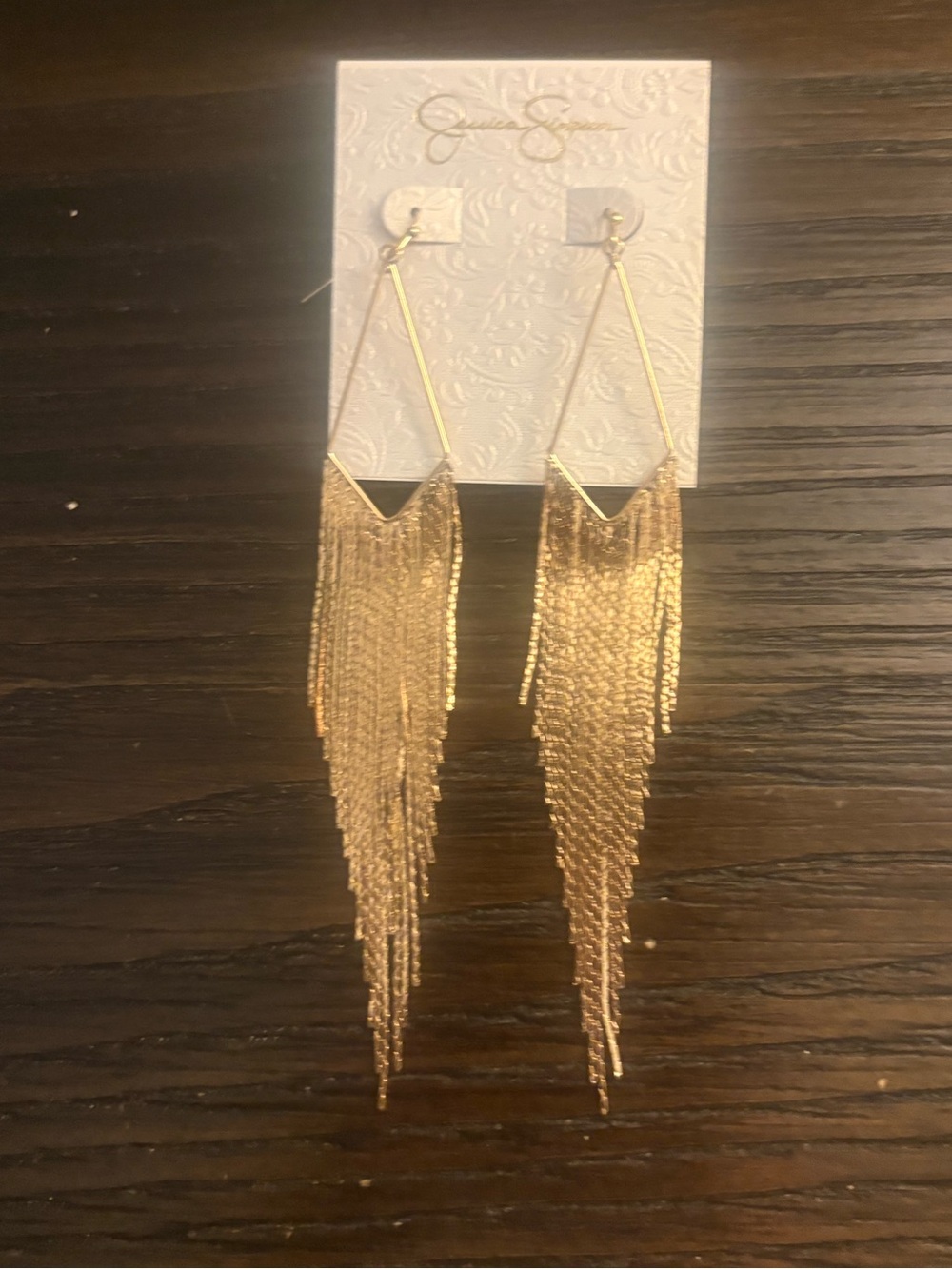 NEW Jessica Simpson Gold Fringe Drop Earrings